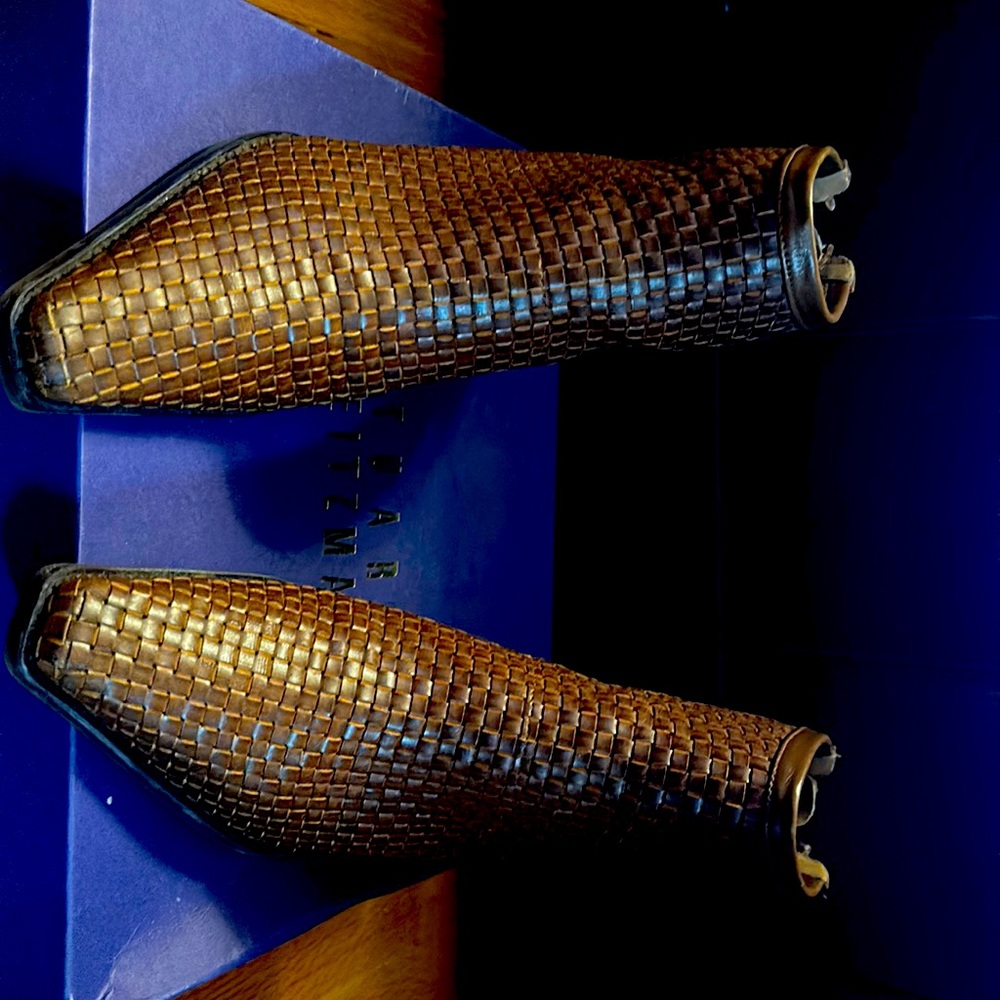 Stuart Weitzman Noble Chestnut Basketwaeave worn once